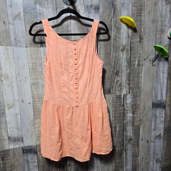 Altar'd State Layla Eyelet Embroidered Coral Mini Dress - Picture 2 of 6